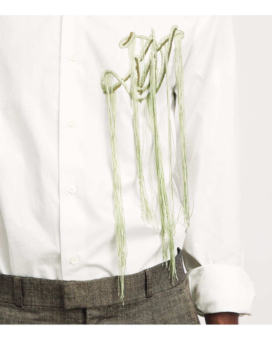 Dries Van Noten White Cotton Embroidered Shirt for men