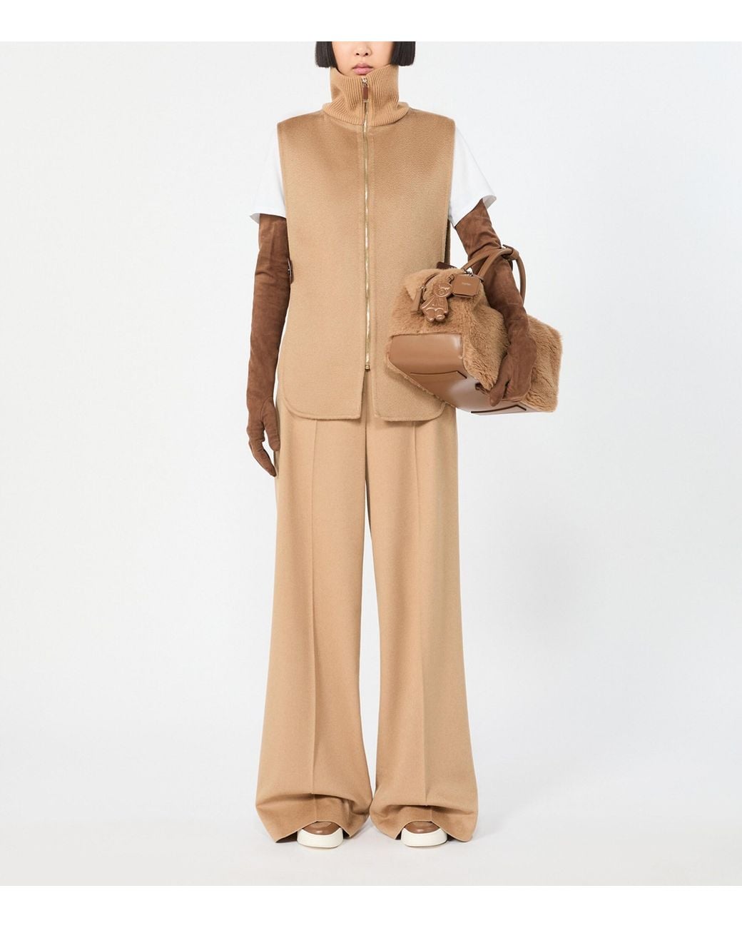 Max Mara Brown Teddy Top-Handle Bag
