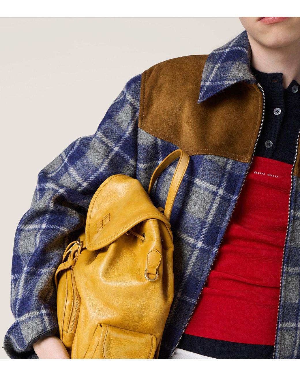 Miu Miu Blue Wool Check Jacket