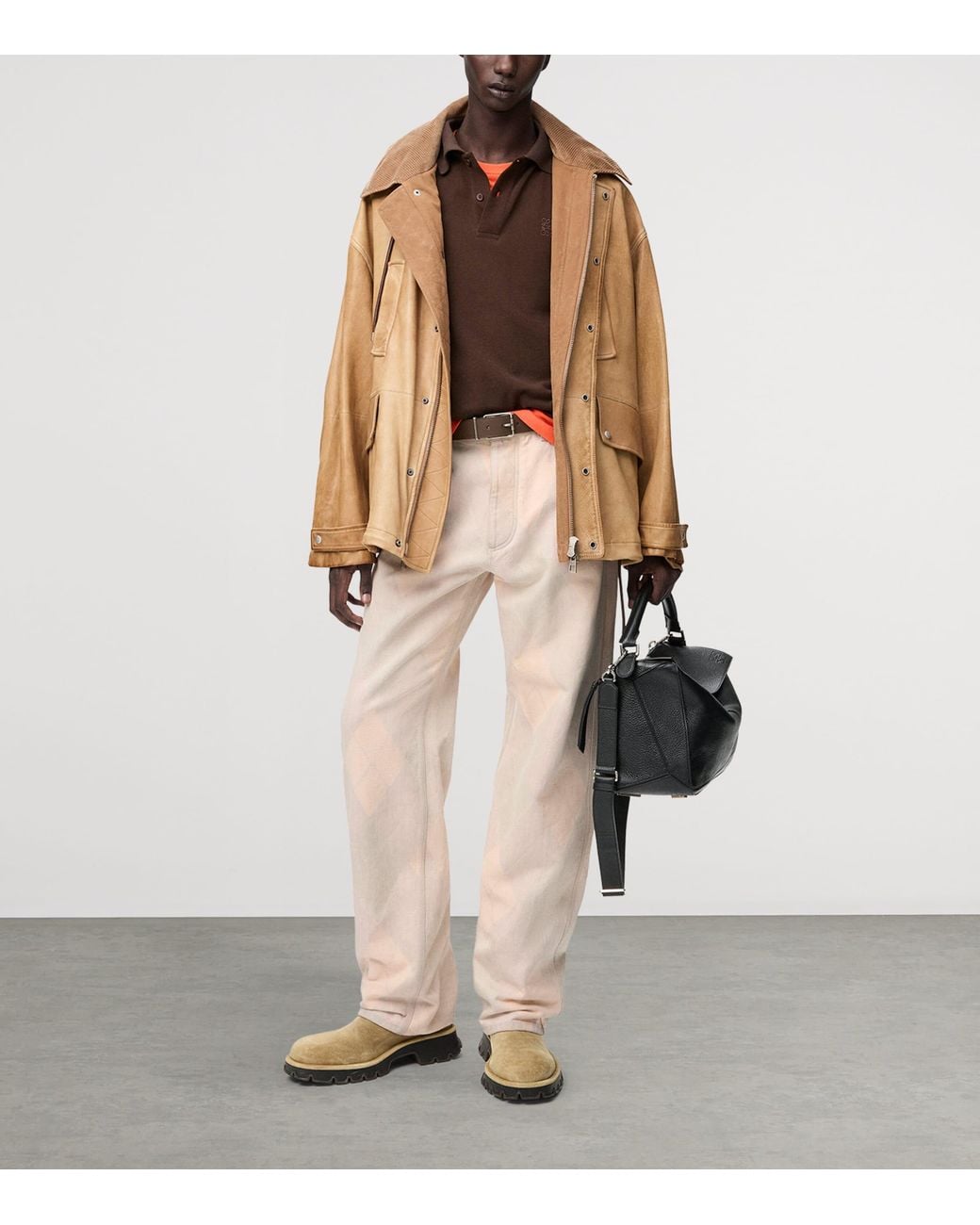 Loewe Natural Argyle-Print Jeans for men