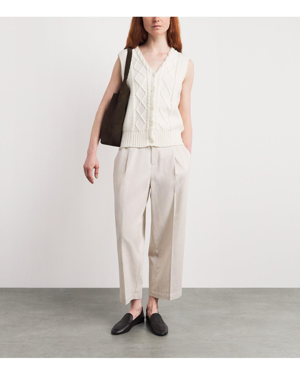 Varley White Cable-Knit Tatyana Vest