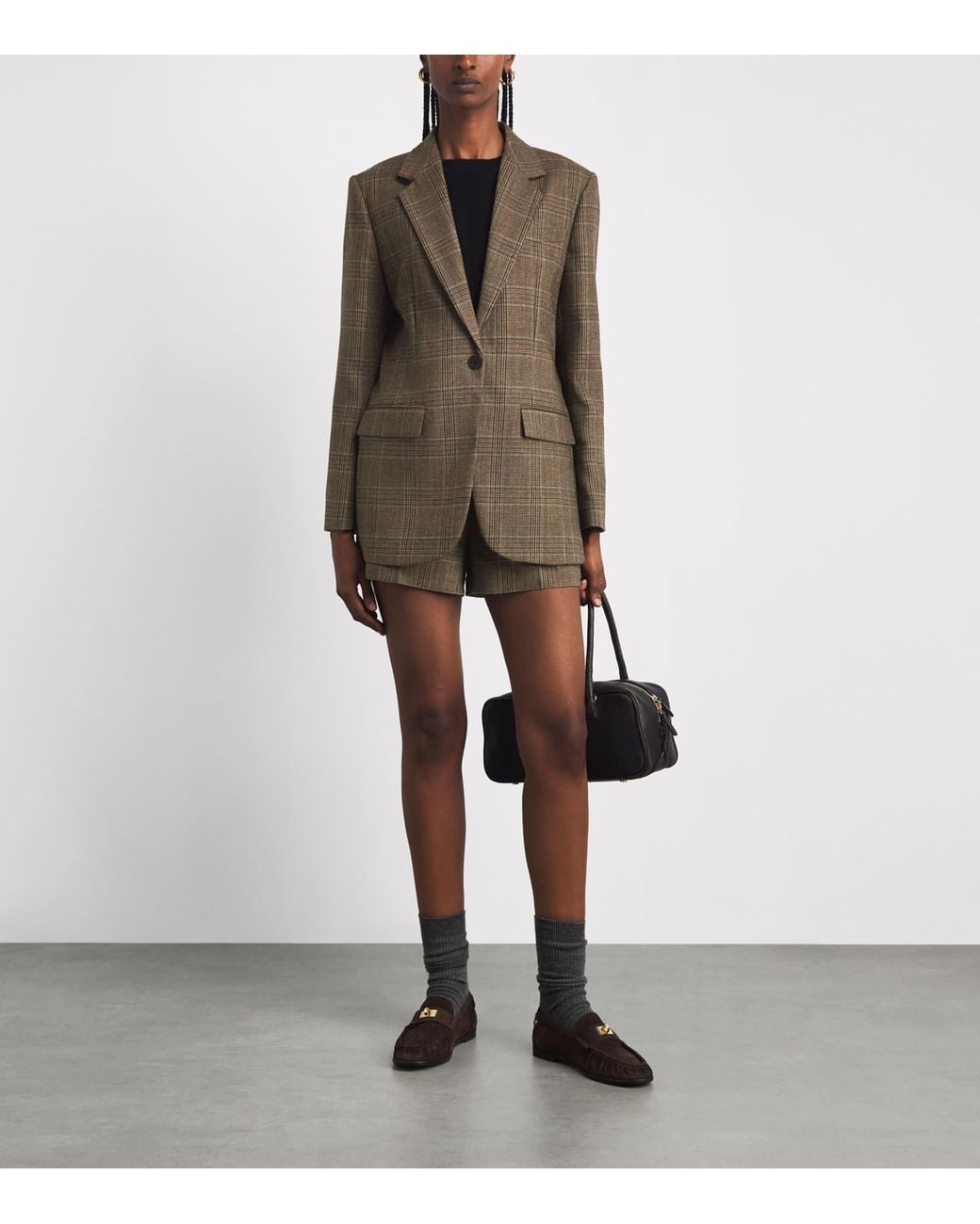 Sandro Brown Wool Check Blazer