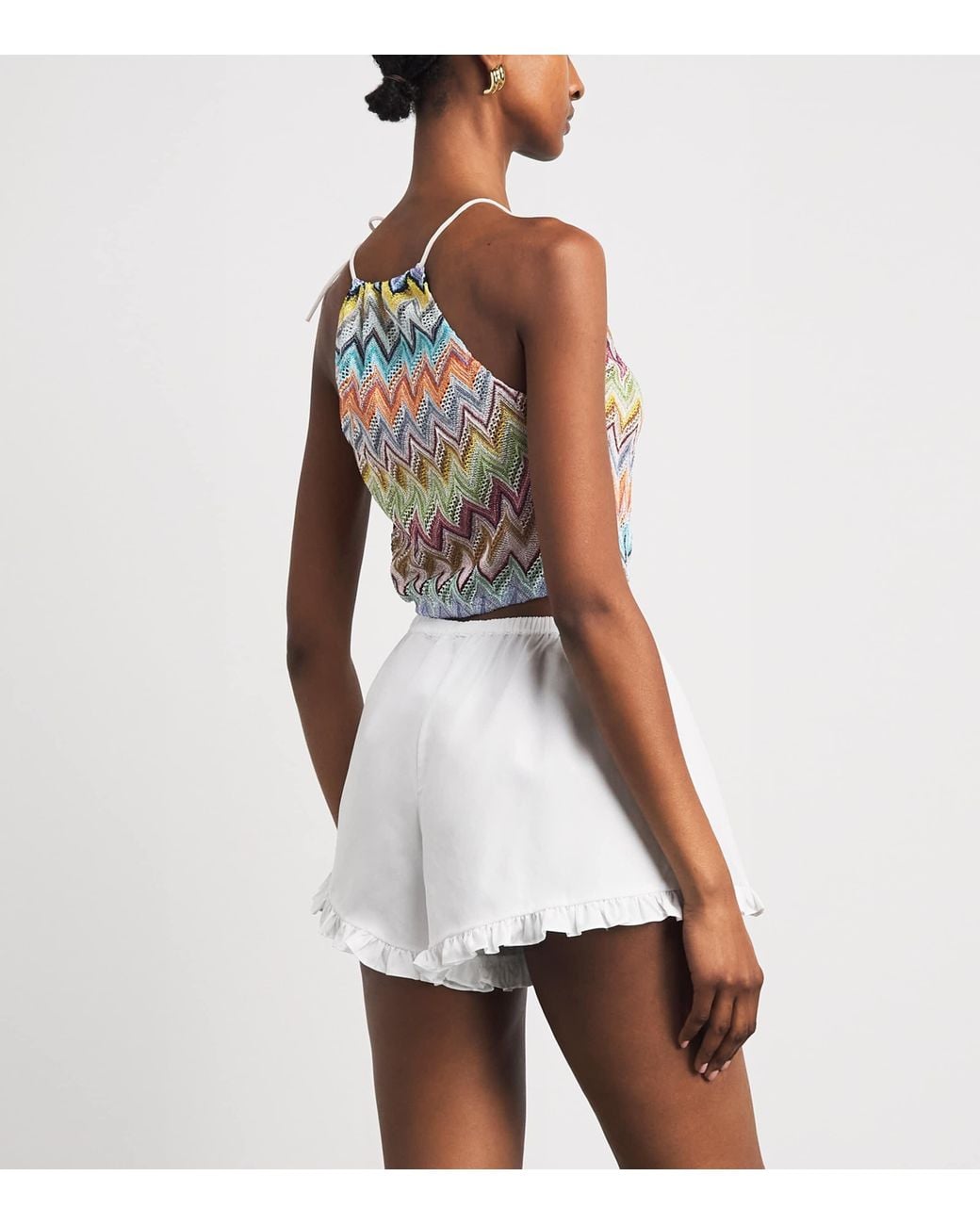 Missoni Gray Zigzag Tie-Strap Crop Top