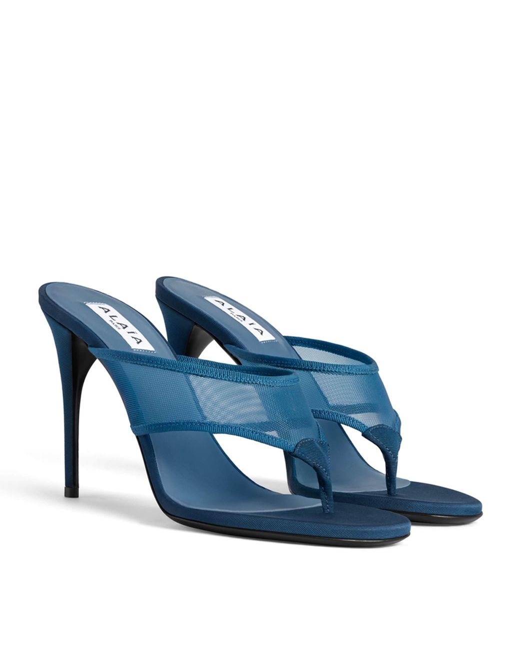 Alaïa Blue Mesh Thong Mules 90