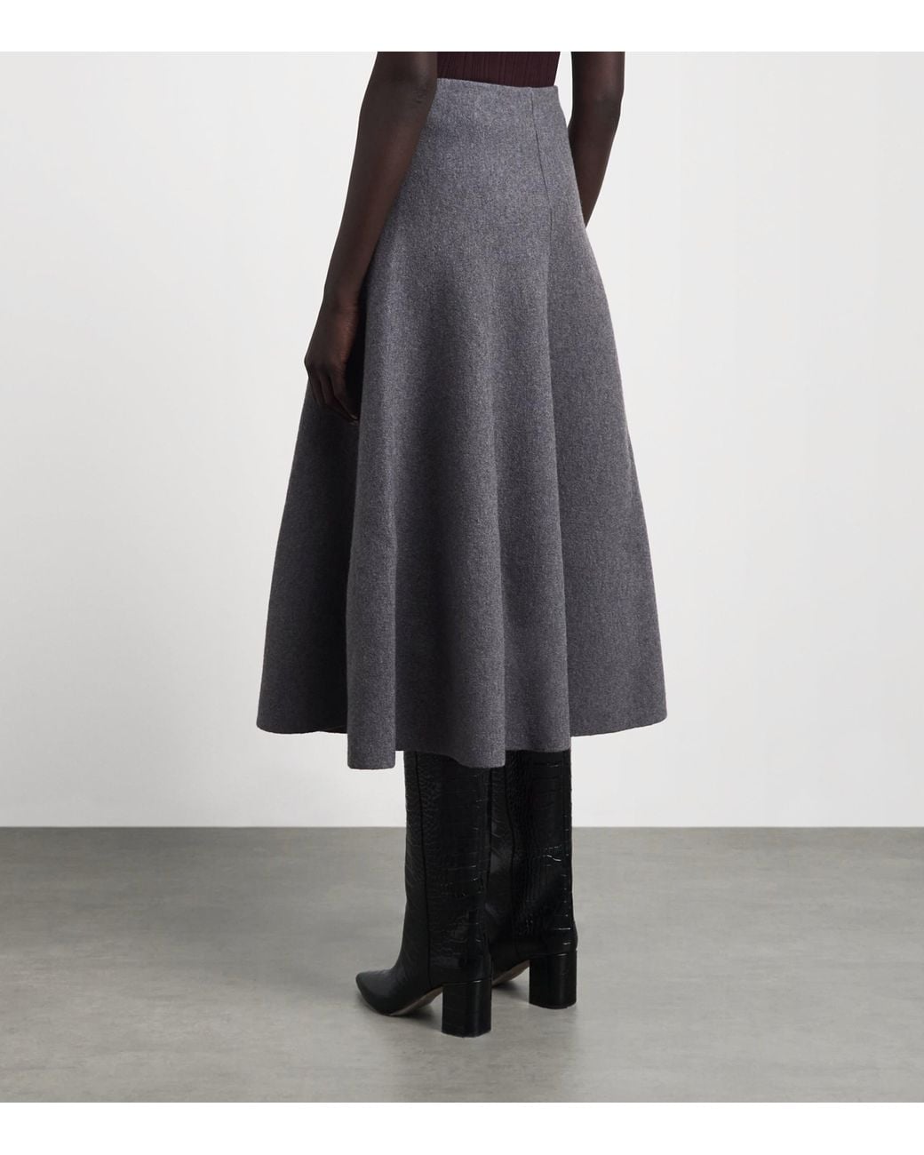 Brandon Maxwell Gray Virgin Wool Miller Midi Skirt