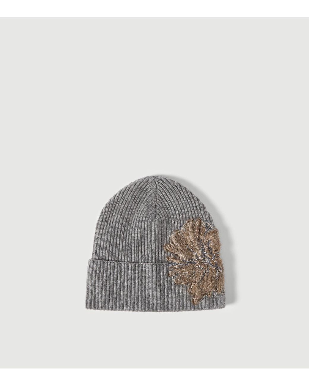 Brunello Cucinelli Gray Cashmere Embroidered Beanie
