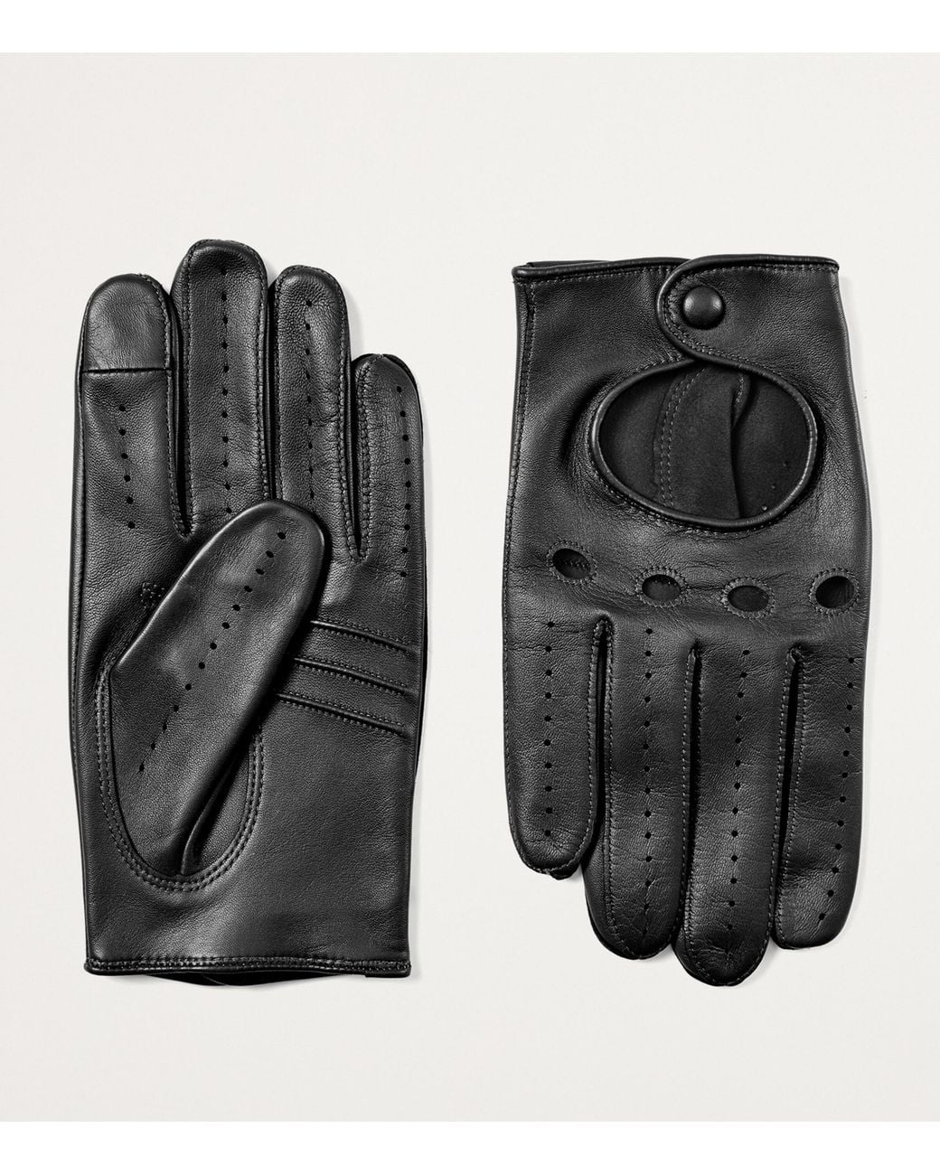 Aspinal Black Nappa Leather Driving Gloves for men