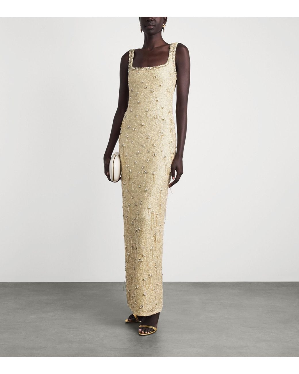 Clio Peppiatt White Embellished Athena Gown