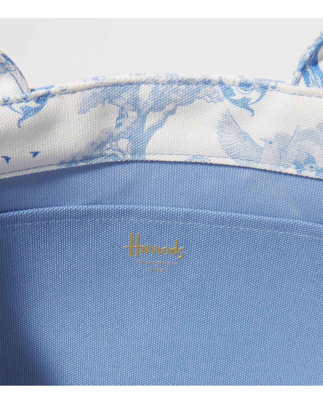 Harrods Blue Small Toile Print Tote Bag