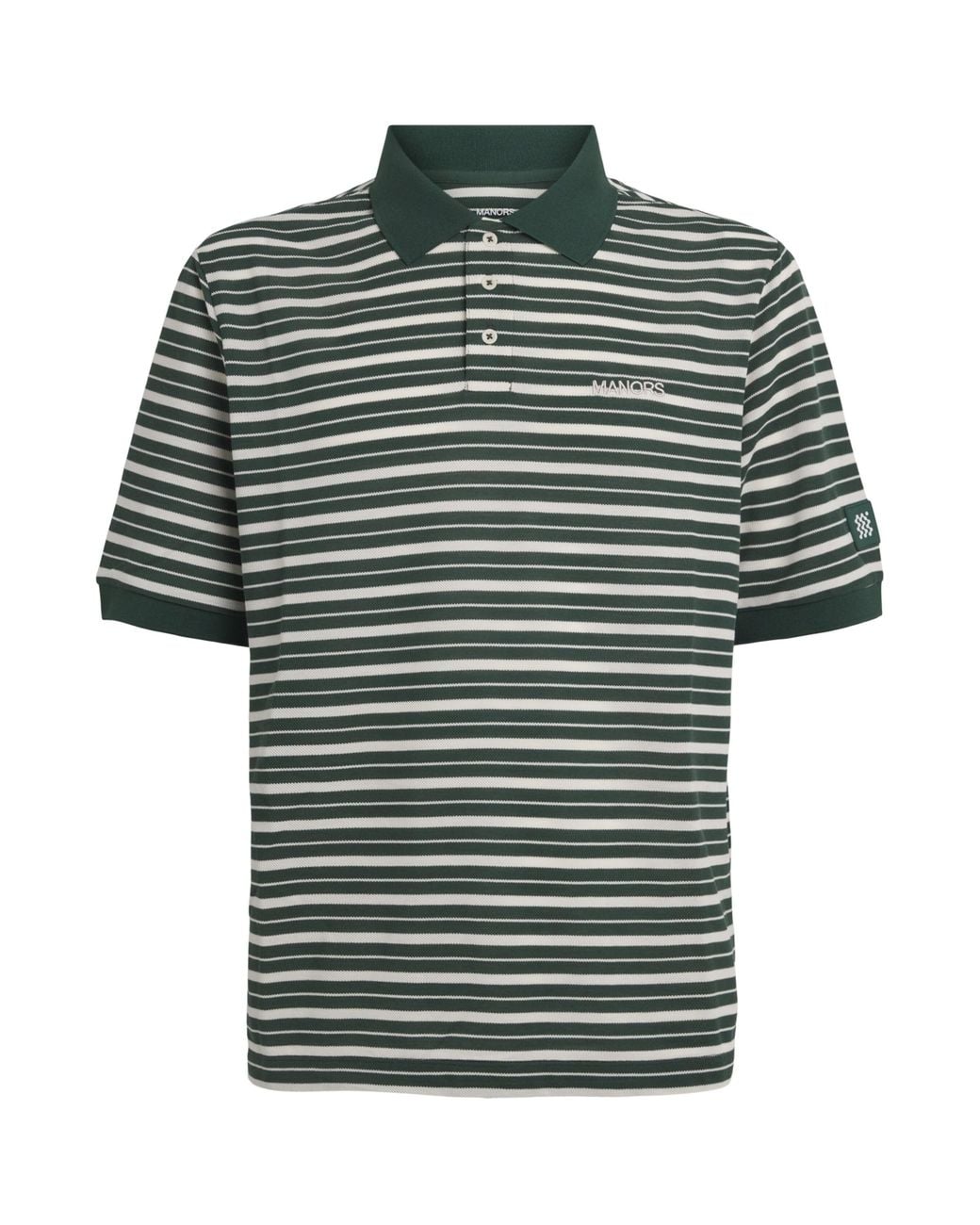 Manors Green Piqué Stripe Goat Polo Shirt for men