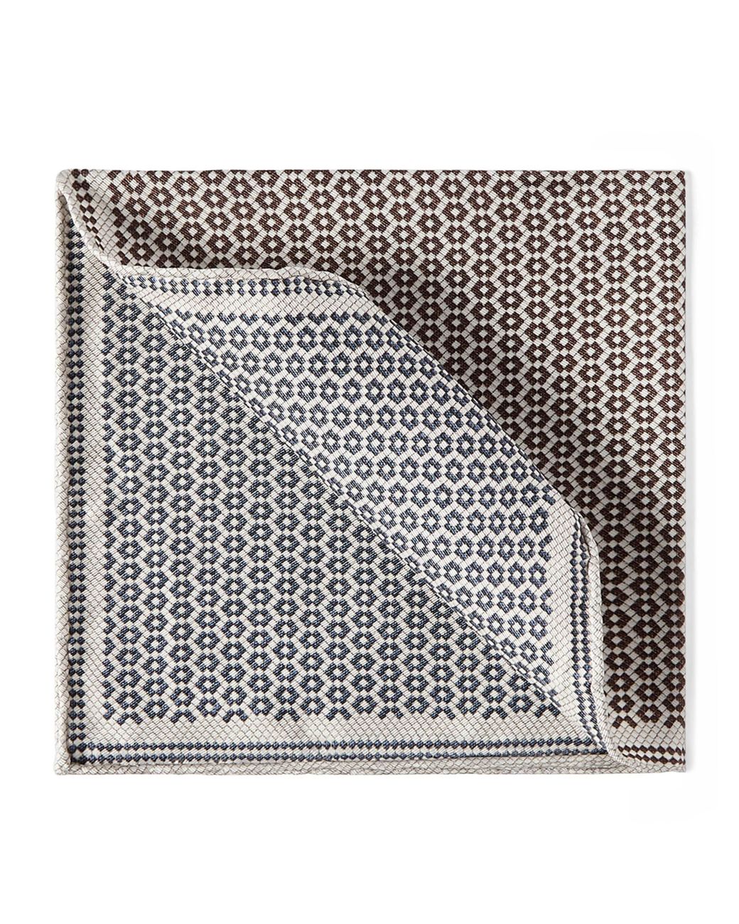 Brunello Cucinelli Black Silk Tile-Pattern Pocket Square for men