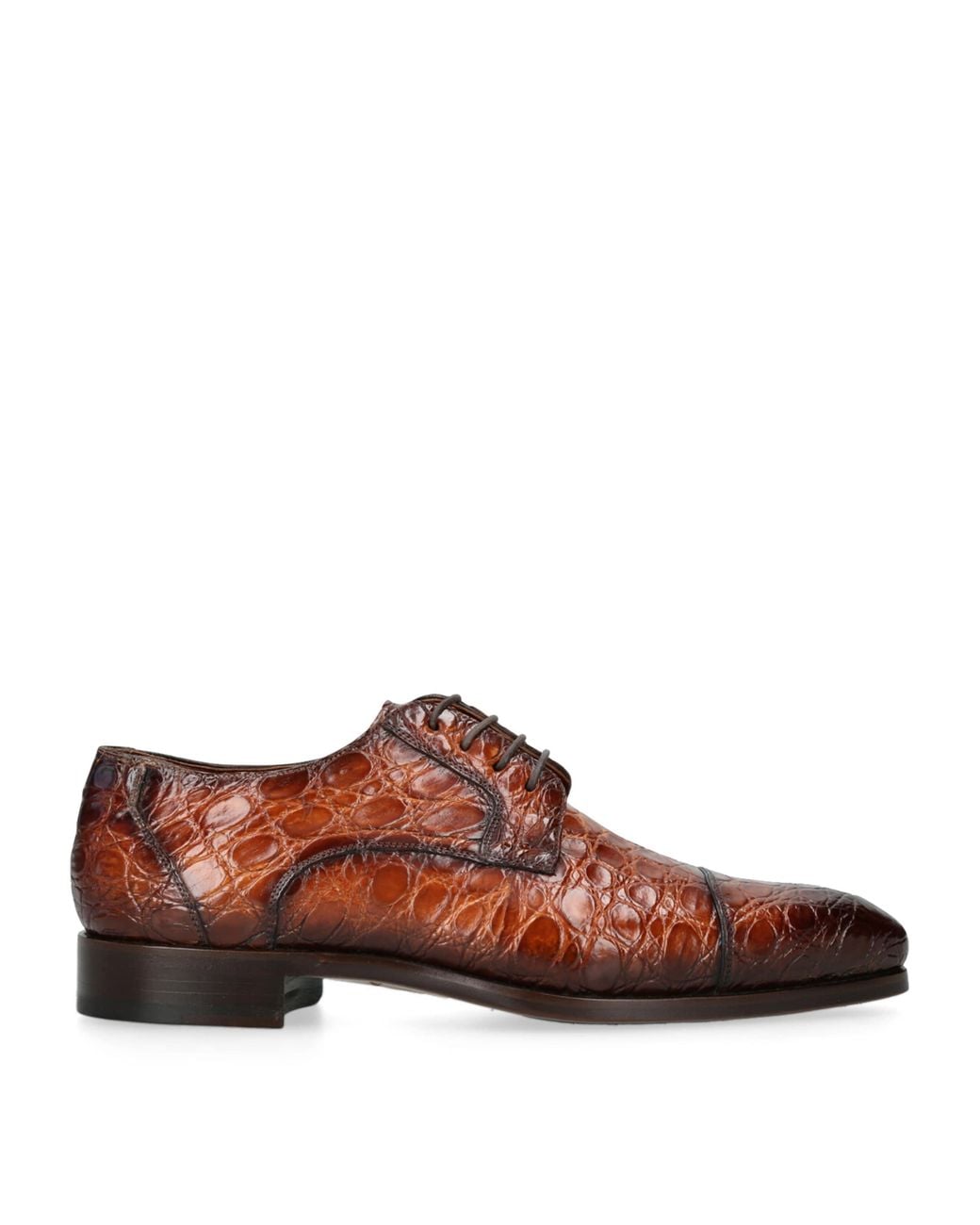 Magnanni Shoes Brown Crocodile Leather Oxford Shoes for men