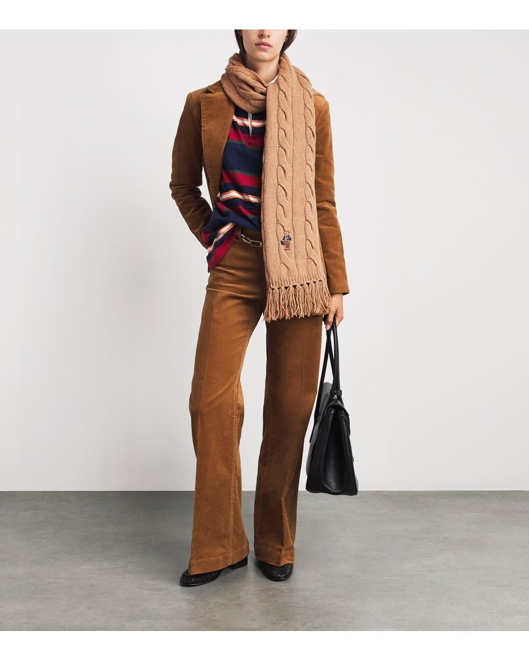 Polo Ralph Lauren Natural Wool-Blend Cable-Knit Bear Scarf
