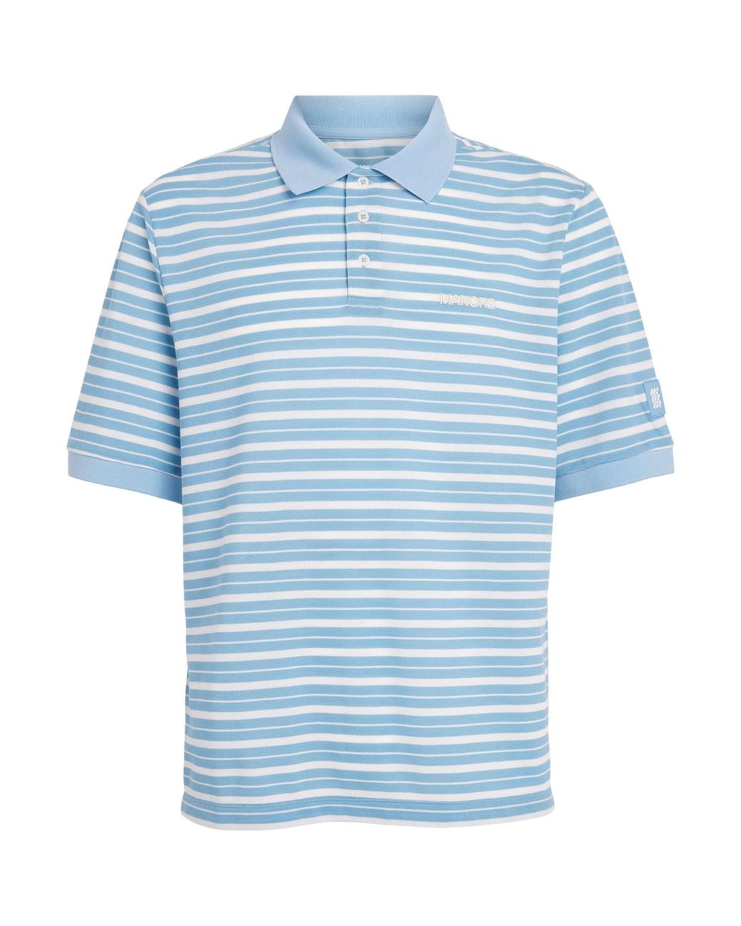 Manors Blue Piqué Stripe Goat Polo Shirt for men