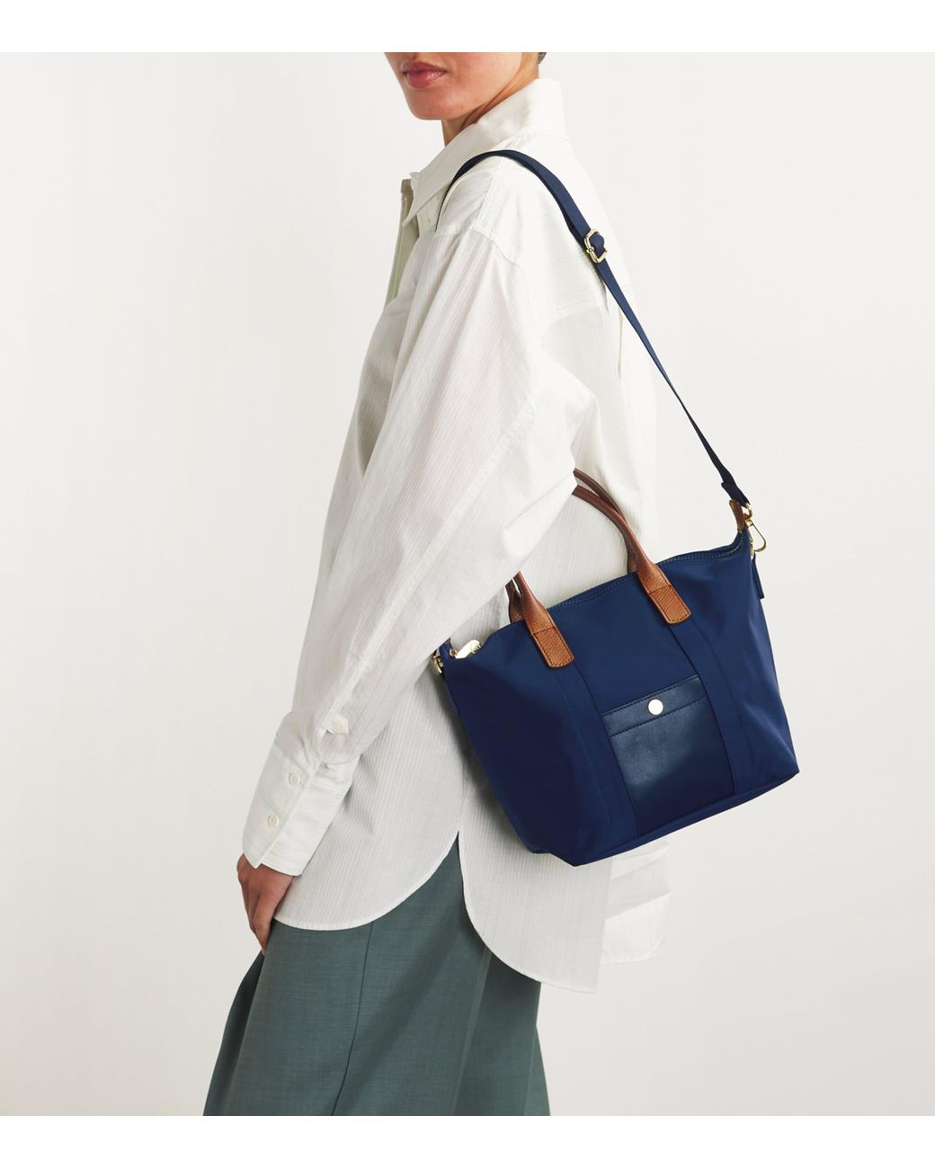 Harrods Blue Grab Nylon Tote Bag