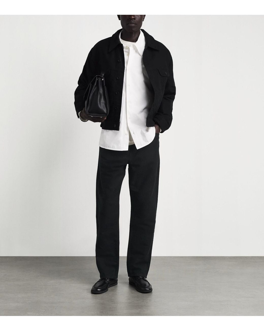 Studio Nicholson Black Moleskin Straight Riso Trousers for men