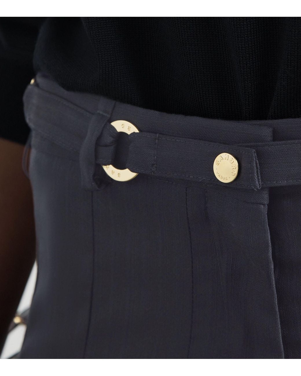 Sandro Blue Wool-Blend Pleated Shorts