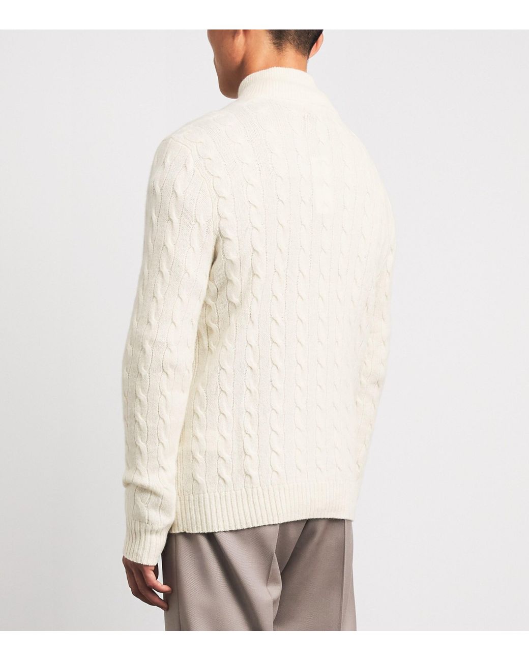 Polo Ralph Lauren White Wool-Cashmere Quarter-Zip Sweater for men