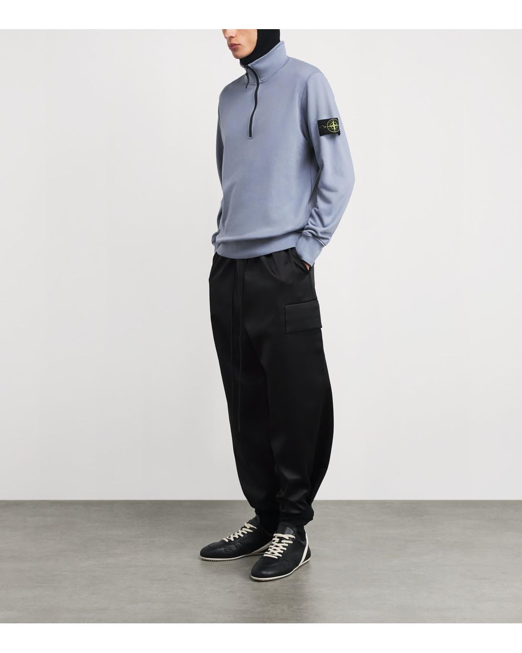 Stone Island Blue Cotton Half-Zip Compass Sweatshirt for men