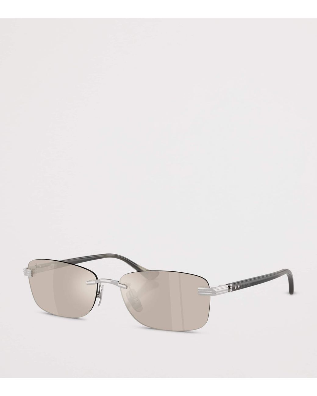 Ferrari Metallic Titanium Rimless Rectangular Sunglasses