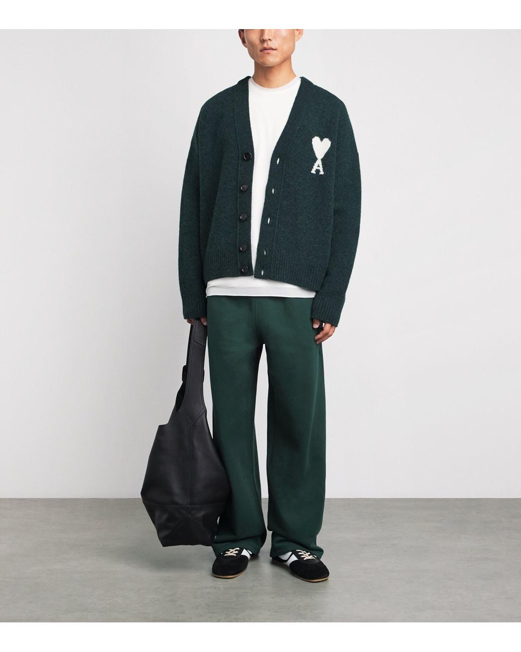 AMI Green Stretch-Cotton Ami De Coeur Sweatpants for men
