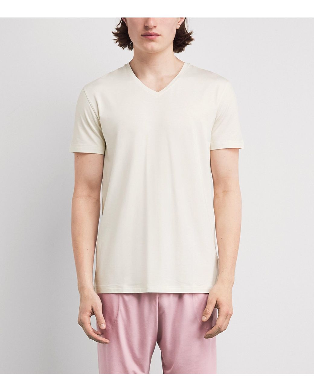 Derek Rose White Basel V-Neck Lounge T-Shirt for men