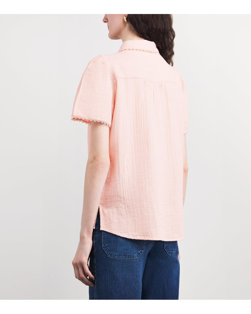 ME+EM Pink Cotton Cheesecloth Blouse