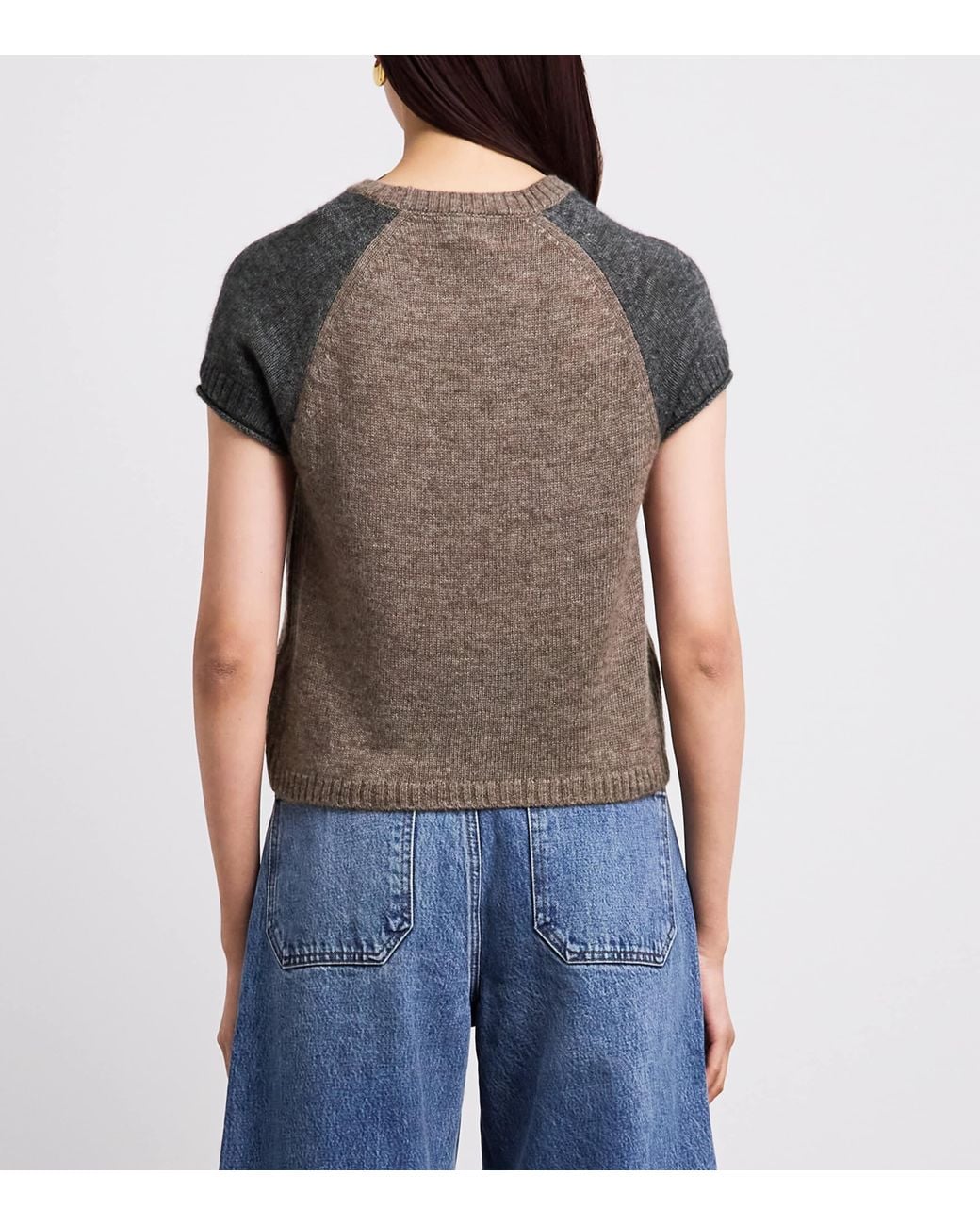 ME+EM Gray Merino Wool-Cashmere-Silk Sweater Top