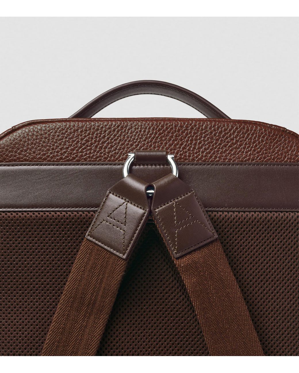 Aspinal Brown Pebble Leather Reporter Zipped Backpack
