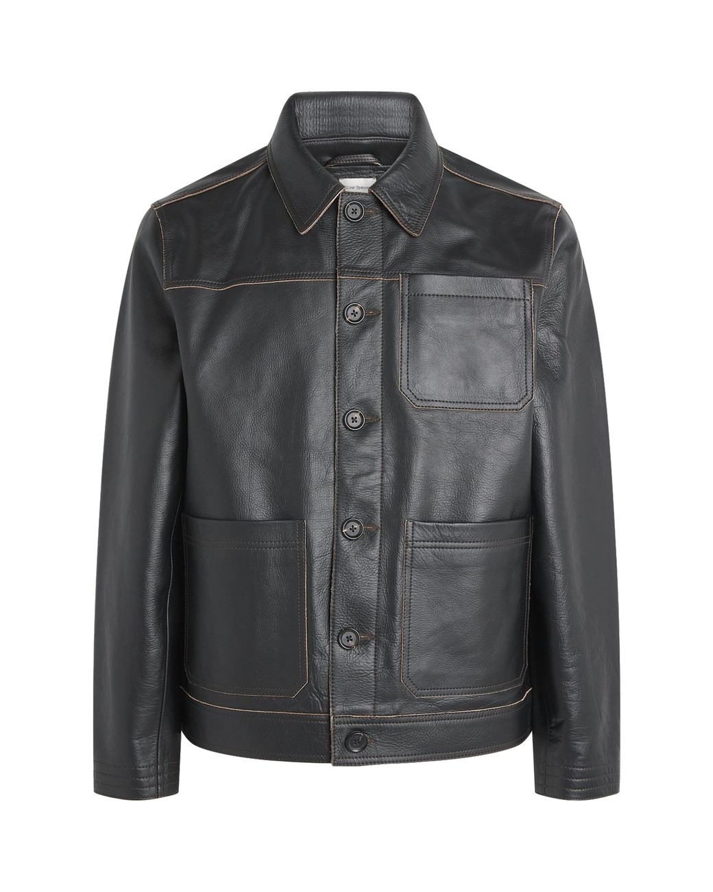 Oliver Spencer Black Hardwick Leather Jacket for men