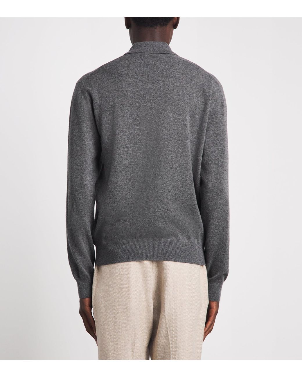 Ralph Lauren Gray Cashmere Polo Sweater for men