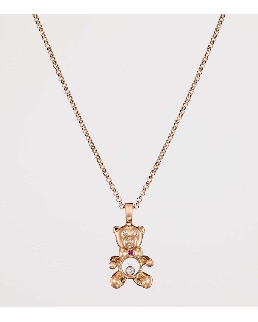 Chopard Metallic And Diamond Happy Diamonds Teddy Necklace