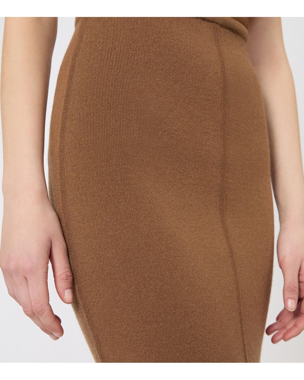 Max Mara Brown Virgin Wool-Cashmere Knitted Maxi Skirt