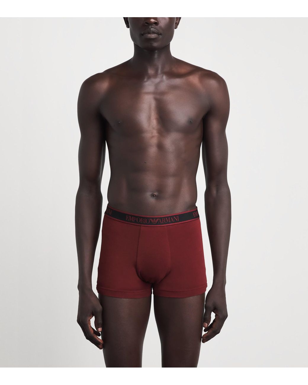 Emporio Armani Red Stretch-Cotton Logo Trunks for men