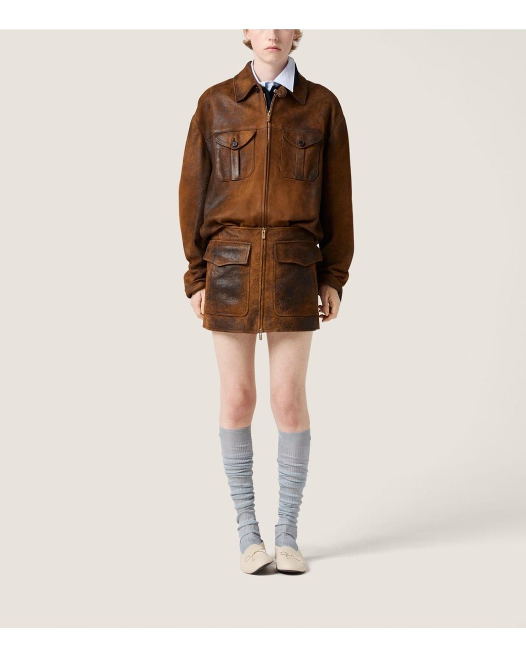 Miu Miu Brown Waxed Suede Jacket