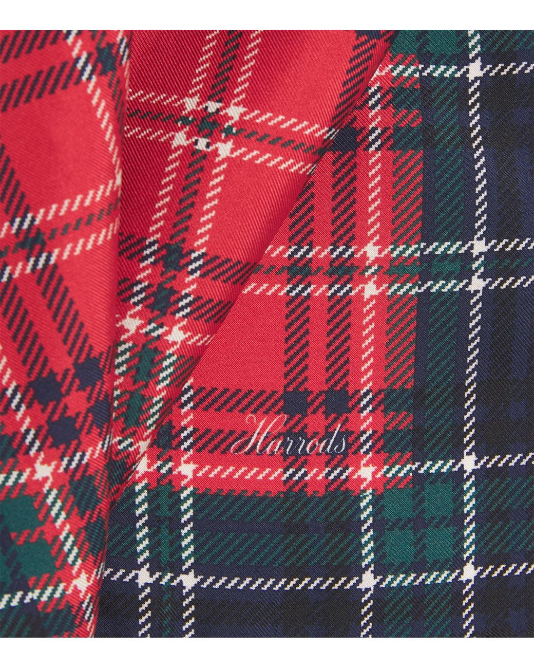 Harrods Red Silk Tartan Scarf