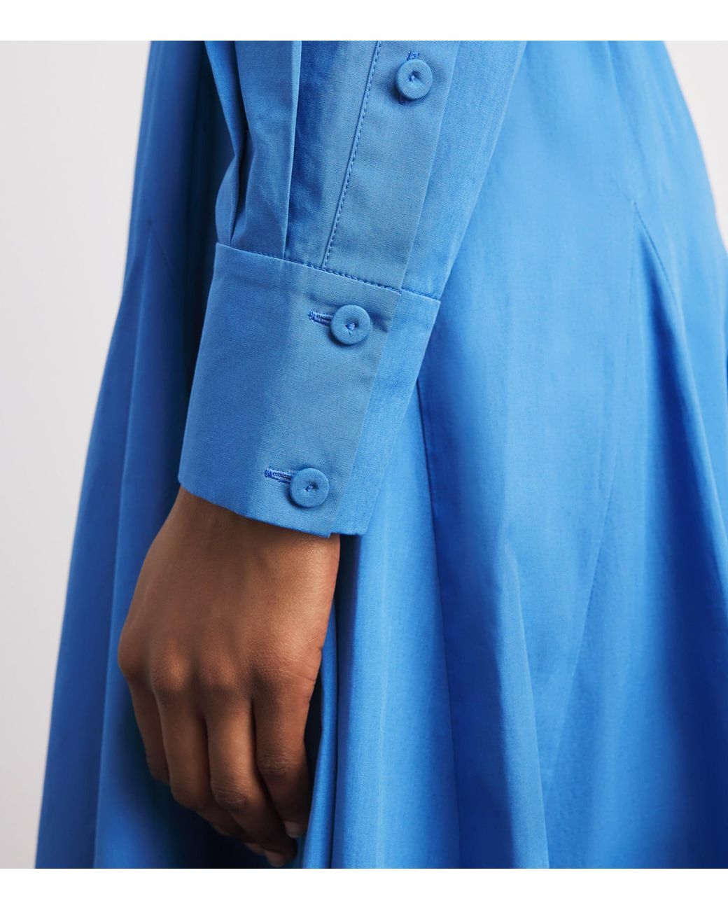 Emilia Wickstead Blue Cotton Marione Midi Shirt Dress
