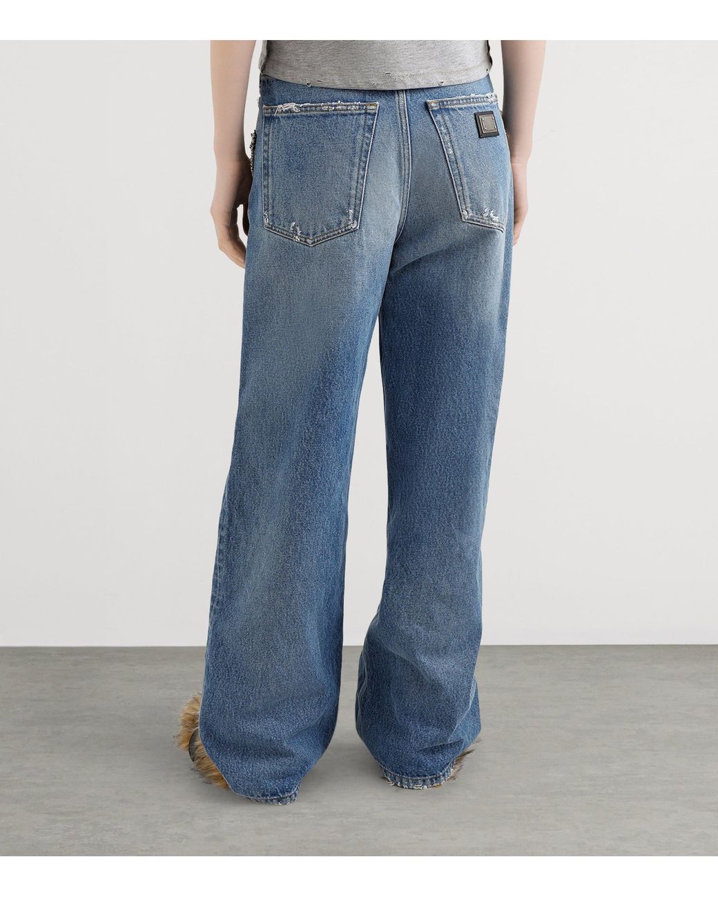 Dolce & Gabbana Blue Embellished Wide-Leg Trousers
