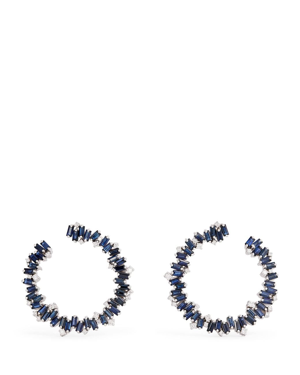 Suzanne Kalan Metallic Diamond And Sapphire Shimmer Spiral Earrings