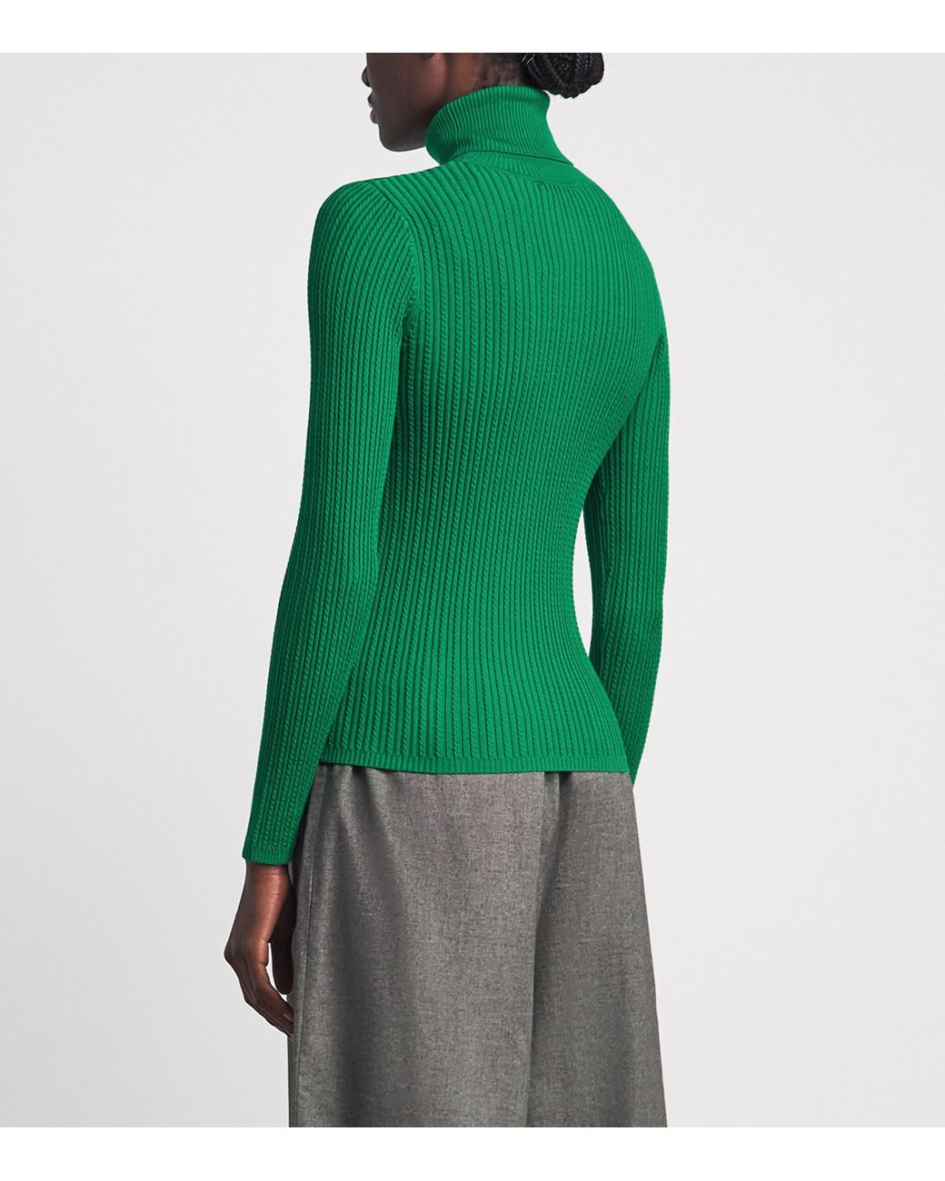 Sandro Green Cable-Knit Rollneck Sweater