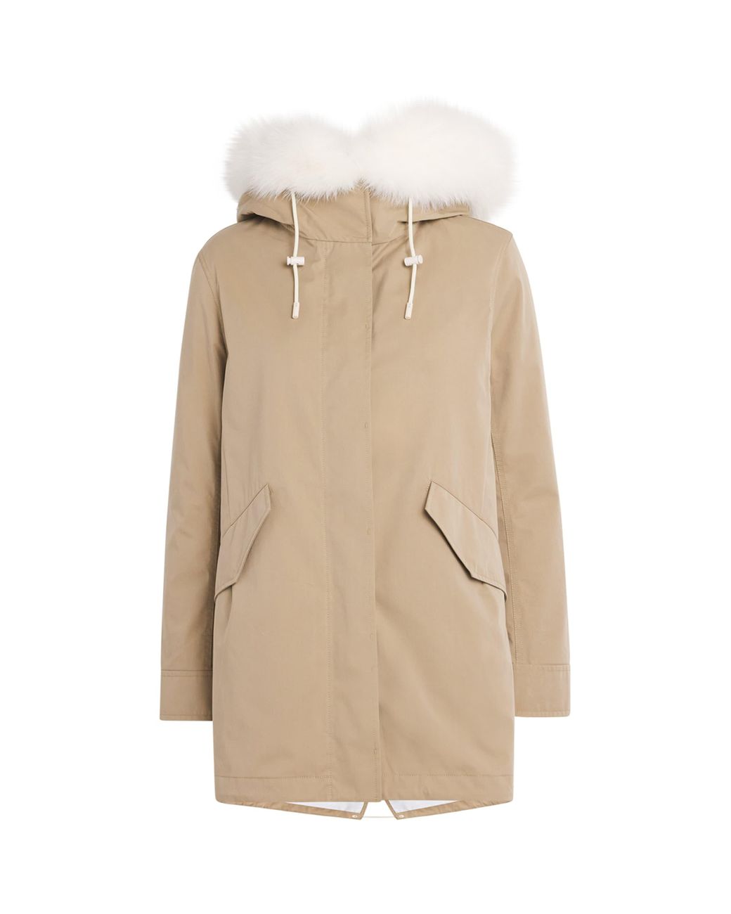 Yves Salomon Natural Fox-Rabbit Blended-Cotton Parka
