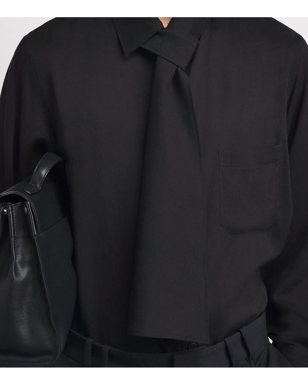 Yohji Yamamoto Black Stole Collar Shirt for men