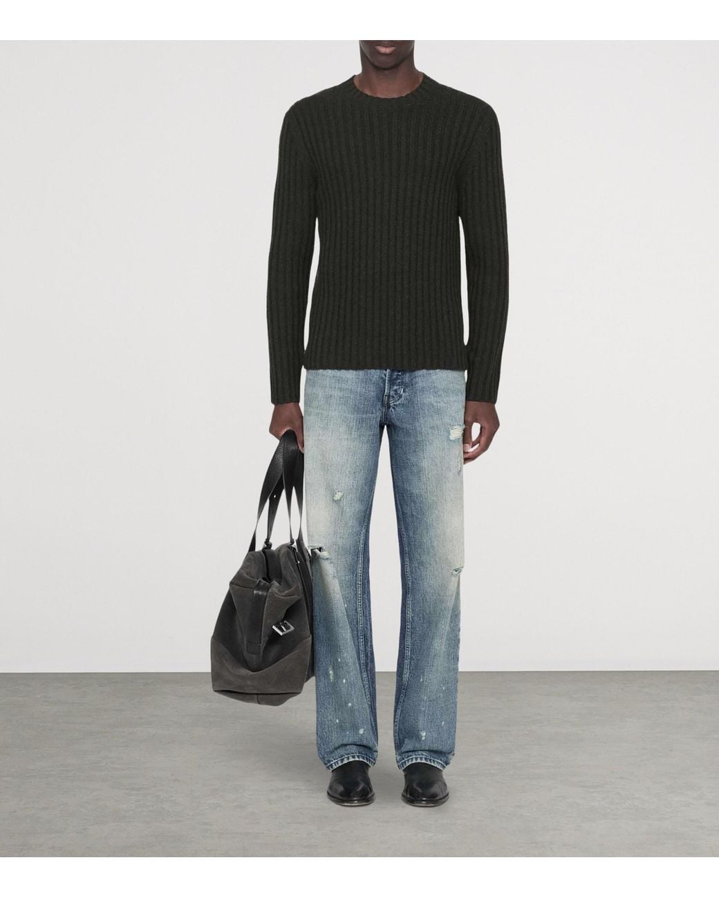 AllSaints Green Merino Wool-Blend Liev Sweater for men