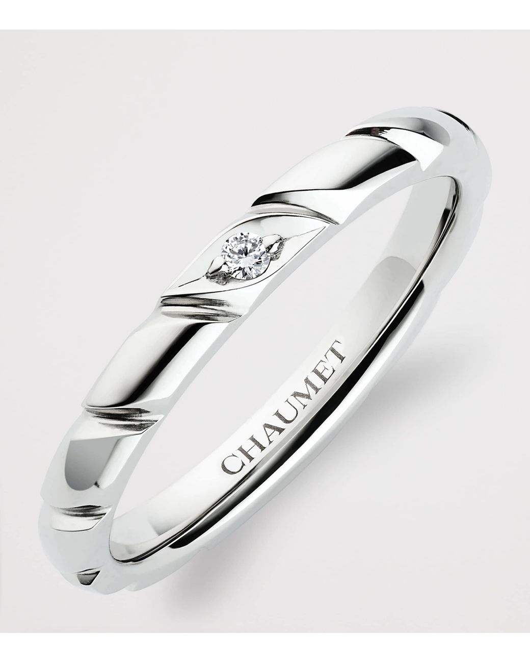 Chaumet Metallic Platinum And Diamond Torsade De Wedding Band