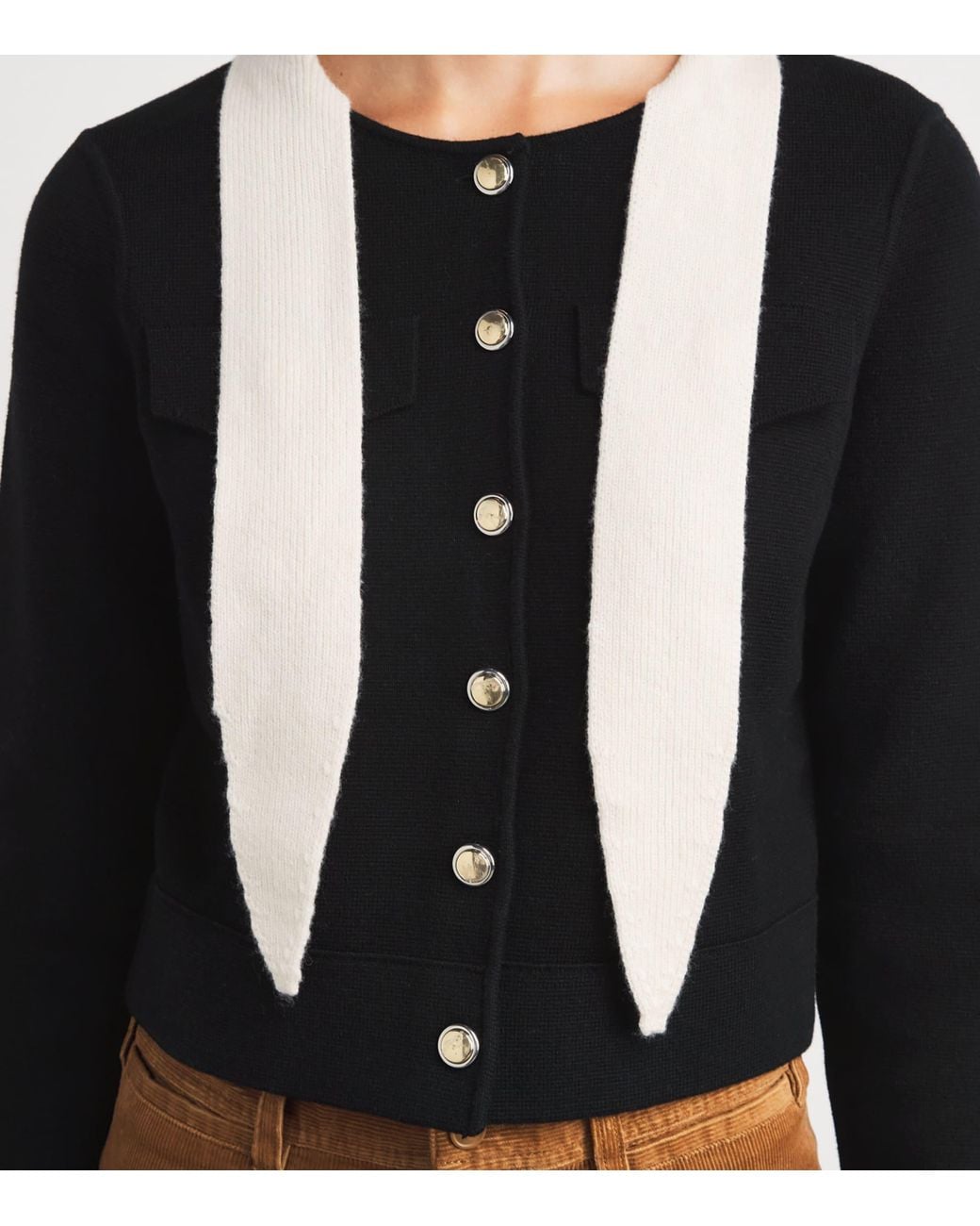 Claudie Pierlot Black Wool-Cotton Scarf Cardigan