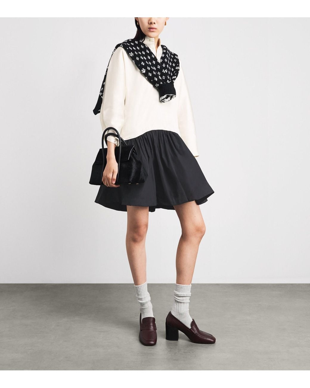 Polo Ralph Lauren White Cotton-Silk Taffeta Drop-Waist Mini Dress