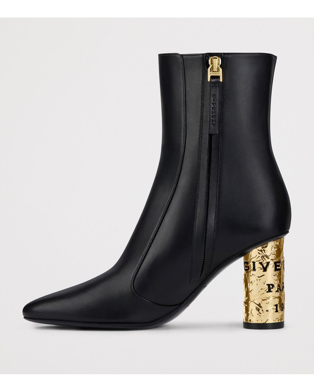 Givenchy Black Leather Tape Heeled Boots 65