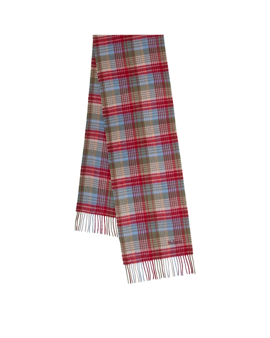 Mulberry Red Small Merino Check Scarf