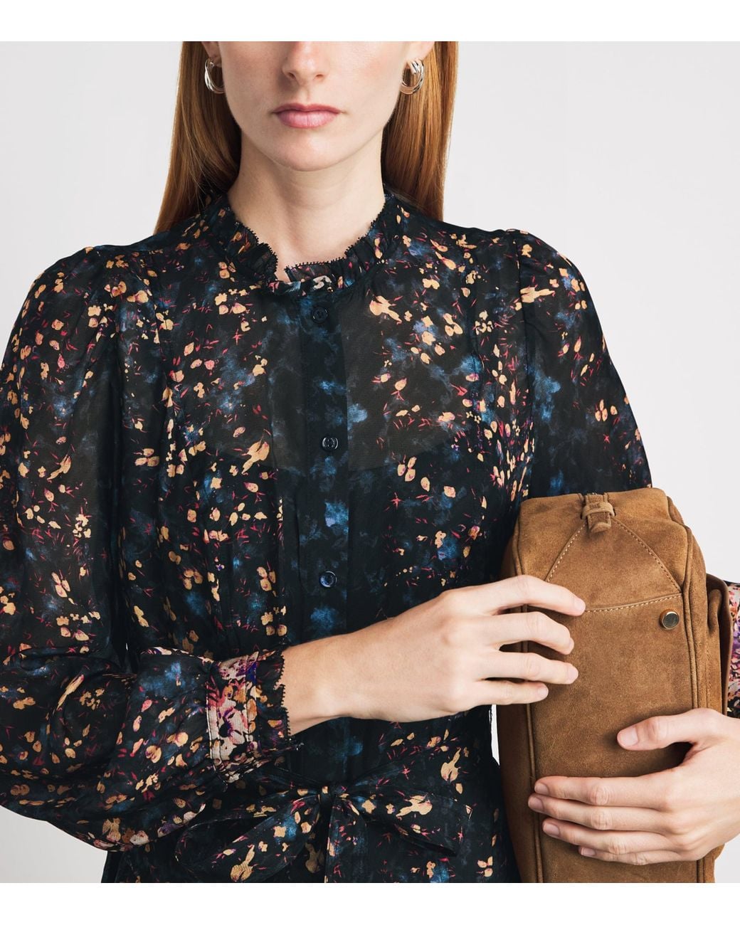 Ulla Johnson Black Silk Floral Tessa Wrap Dress