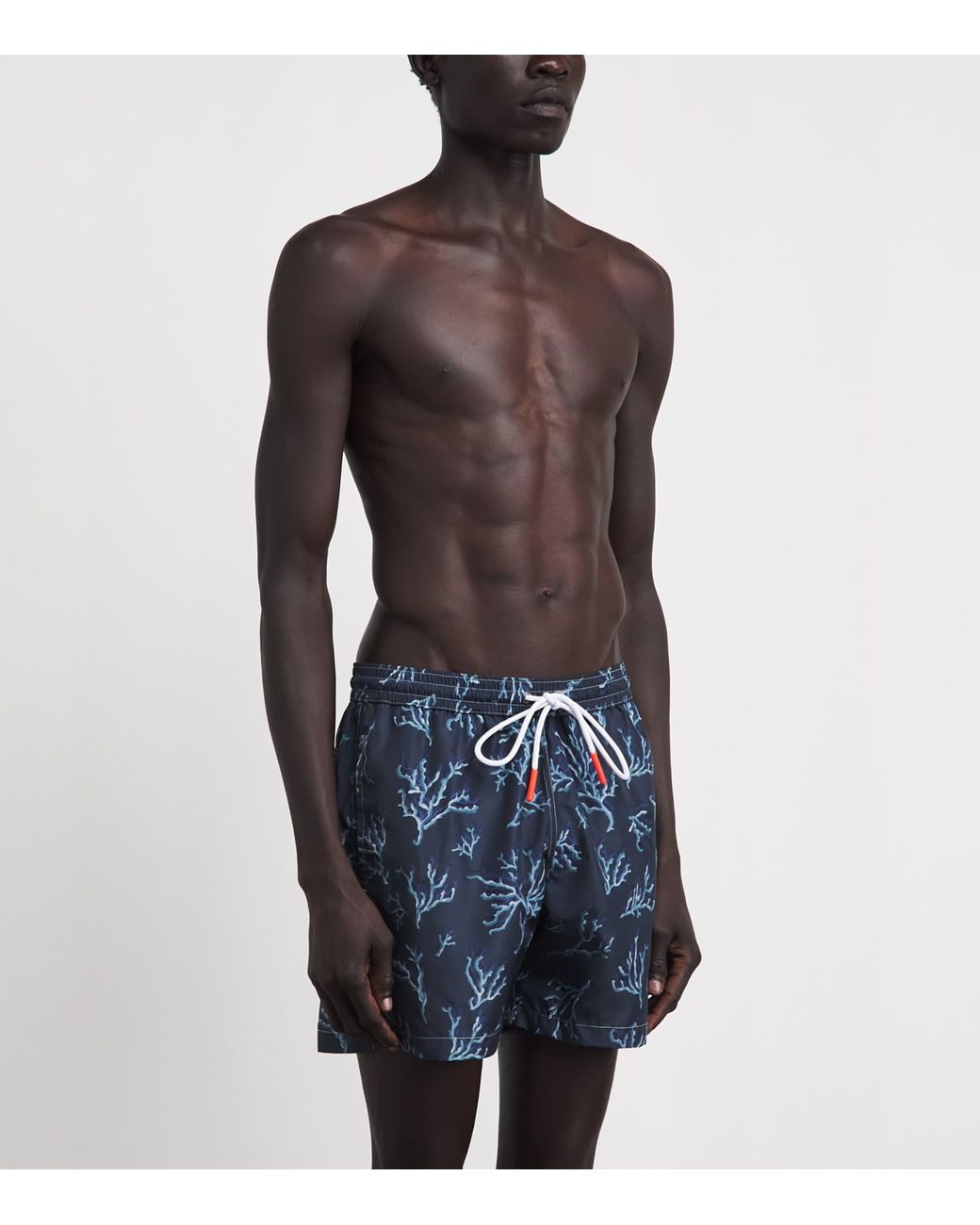 Isaia Blue Coral Print Swim Shorts for men